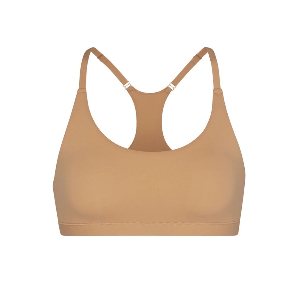 NWT SKIMS Fits Everybody Racerback Scoop Bralette in size small Ochre/Tan